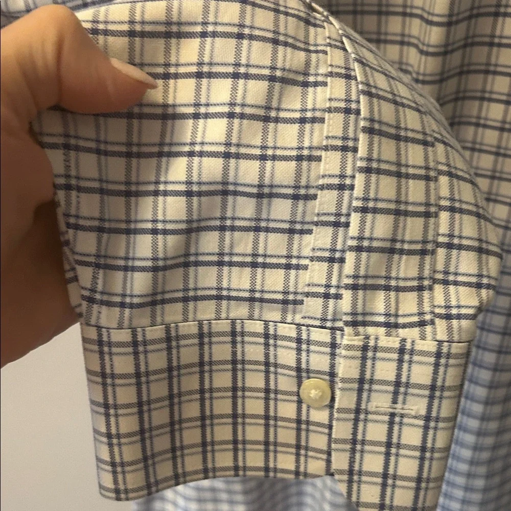 Brooks Brothers Men's White and Blue Plaid Dress Shirt